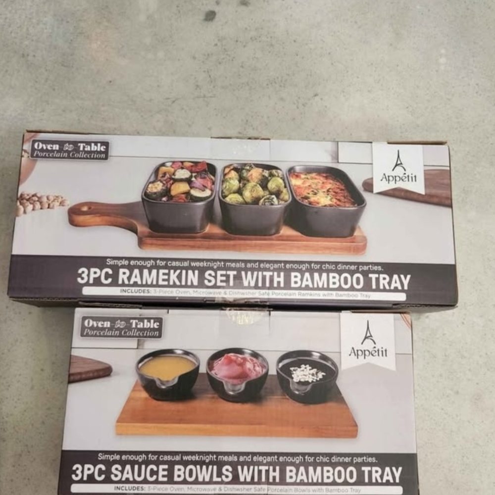 Appétit Ramekin and Sauce Bowl Set with Bamboo Tray
